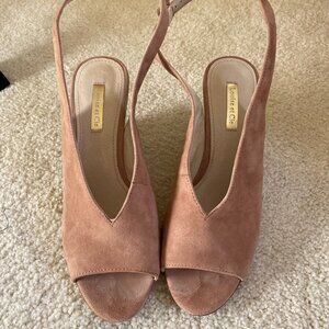 LOUISE et CIE tan pink suede sandal pumps 6-1/2